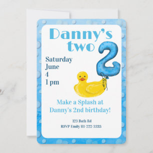 Invitation d'anniversaire 2 ans Canard en caoutcho