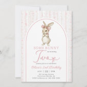 Invitation d'anniversaire 2 ans Coquette Lapin Ros (Devant)