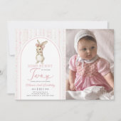 Invitation d'anniversaire 2 ans Coquette Lapin Ros (Devant)