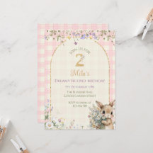 Invitation d'anniversaire 2 ans de Bunny de jardin