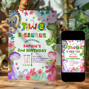 Invitation d'anniversaire 2 ans de dinosaure de fi