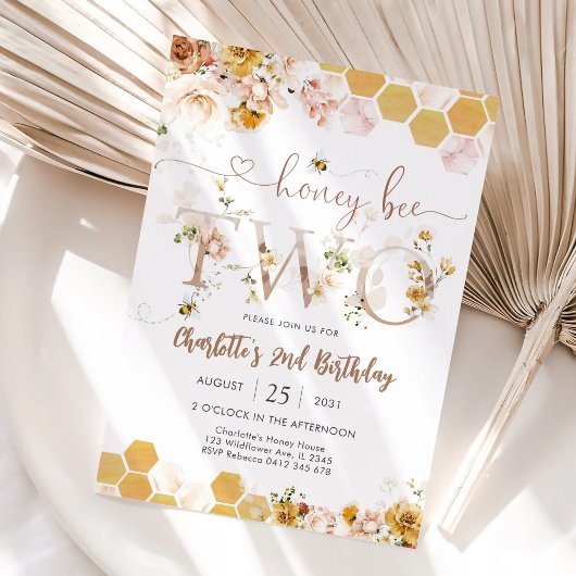 Invitation d'anniversaire 2 ans de Honey Bee