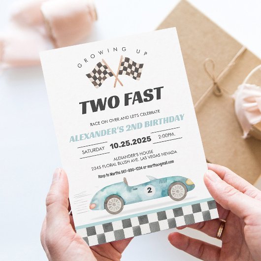 Invitation d'anniversaire 2 ans de voiture de cour