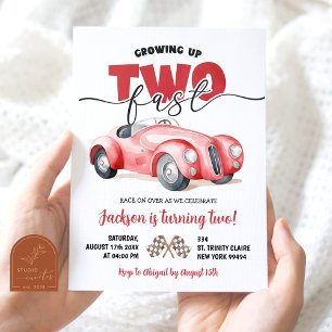 Invitation d'anniversaire 2 ans Deux Rapide Voitur