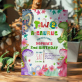 Invitation d'anniversaire 2 ans dinosaure fille mi