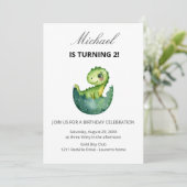 Invitation d'anniversaire 2 ans Dinosaure Vert Mig (Debout devant)