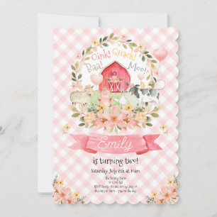 Invitation d'anniversaire 2 ans Ferme Animaux Baa