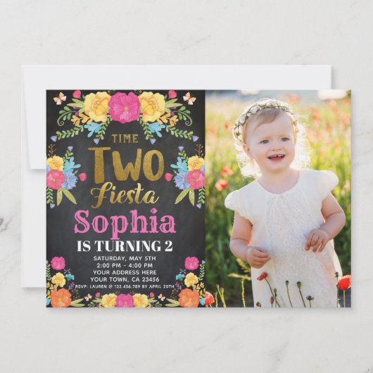 Invitation d'anniversaire 2 ans Fiesta (Devant)
