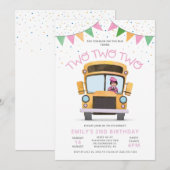 Invitation d'anniversaire 2 ans Fille Bus (Devant / Derrière)