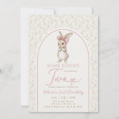 Invitation d'anniversaire 2 ans fille lapin Coquet (Devant)