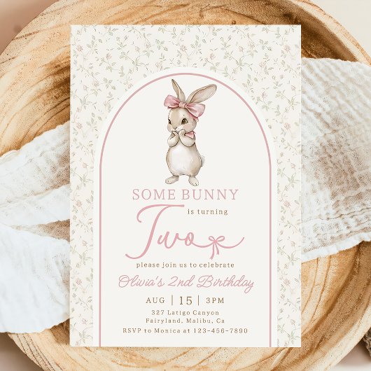 Invitation d'anniversaire 2 ans fille lapin Coquet