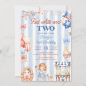 Invitation d'anniversaire 2 ans Fille Rayures Amér (Devant)