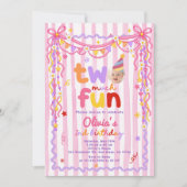 Invitation d'anniversaire 2 ans fille rose Deux Tr (Devant)
