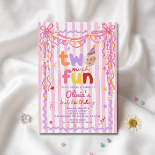 Invitation d'anniversaire 2 ans fille rose Deux Tr