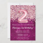 Invitation d'anniversaire 2 ans fille rose magenta (Devant)