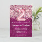 Invitation d'anniversaire 2 ans fille rose magenta (Debout devant)