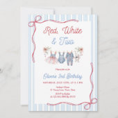 Invitation d'anniversaire 2 ans fille rouge blanc  (Devant)