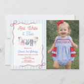 Invitation d'anniversaire 2 ans fille Rouge Blanc  (Devant)