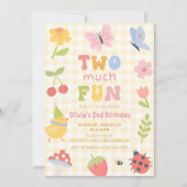 Invitation d'anniversaire 2 ans fille vichy coloré (Devant)