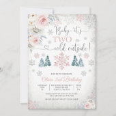 Invitation d'anniversaire 2 ans Floral d'Hiver (Devant)
