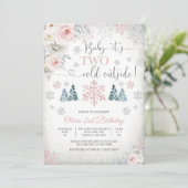 Invitation d'anniversaire 2 ans Floral d'Hiver (Debout devant)