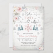 Invitation d'anniversaire 2 ans Floral Hiver (Devant)