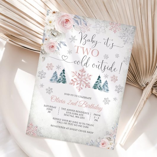 Invitation d'anniversaire 2 ans Floral Hiver