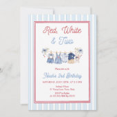 Invitation d'anniversaire 2 ans garçon Rouge Blanc (Devant)