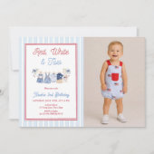 Invitation d'anniversaire 2 ans garçon Rouge Blanc (Devant)