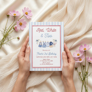 Invitation d'anniversaire 2 ans garçon Rouge Blanc