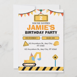Invitation d'anniversaire 2 ans Garçons Camion de