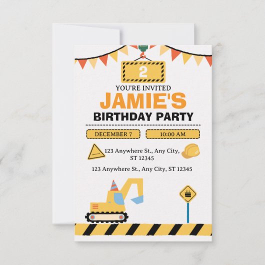 Invitation d'anniversaire 2 ans Garçons Camion de (Devant)