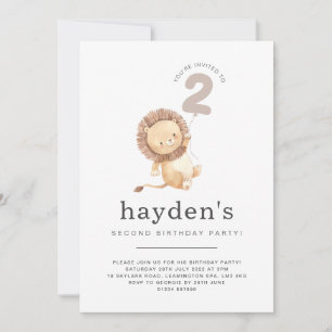 Invitation d'anniversaire 2 ans Lion Ballon