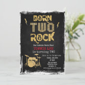 Invitation d'anniversaire 2 ans NÉ DEUX Rock Star (Debout devant)