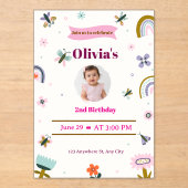 Invitation d'anniversaire 2 ans Papillon Arc-en-ci (Recto)