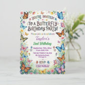 Invitation d'anniversaire 2 ans Papillons Colorés (Debout devant)