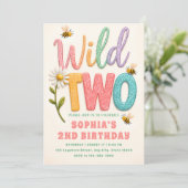 Invitation d'anniversaire 2 ans Pastel Bee Daisy (Debout devant)