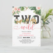 Invitation d'anniversaire 2 ans pour deux animaux (Debout devant)