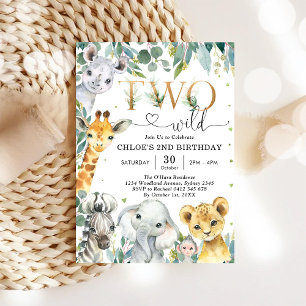 Invitation d'anniversaire 2 ans pour deux animaux
