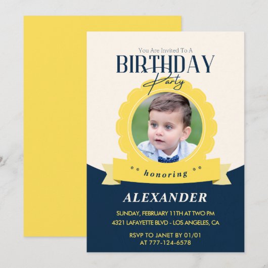 Invitation d'anniversaire 2 ans pour enfants Moder (Devant / Derrière)