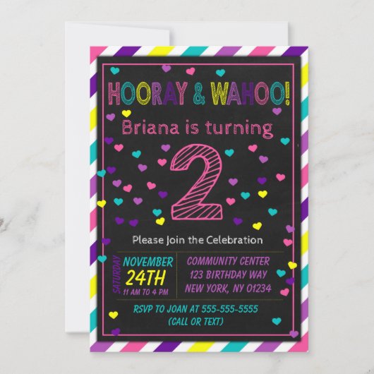 Invitation d'anniversaire 2 ans pour l'anniversair (Devant)