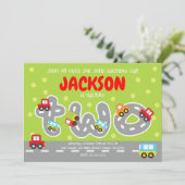 Invitation d'anniversaire 2 ans pour les voitures (Debout devant)