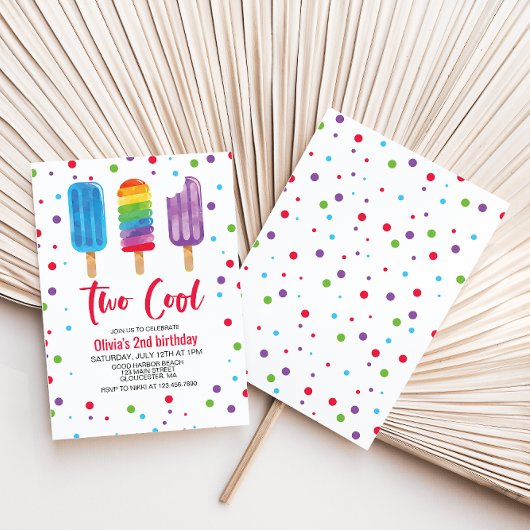 Invitation d'anniversaire 2 ans Rainbow Ice Pops T