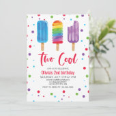 Invitation d'anniversaire 2 ans Rainbow Ice Pops T (Debout devant)