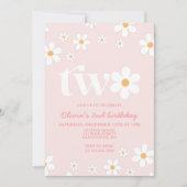 Invitation d'anniversaire 2 ans Retro Daisy Two Fl (Devant)
