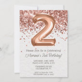 Invitation d'anniversaire 2 ans Rose Gold (Devant)