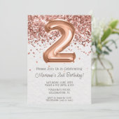 Invitation d'anniversaire 2 ans Rose Gold (Debout devant)