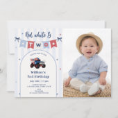 Invitation d'anniversaire 2 ans Rouge Blanc & Bleu (Devant)