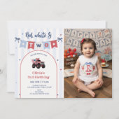 Invitation d'anniversaire 2 ans Rouge Blanc & Bleu (Devant)