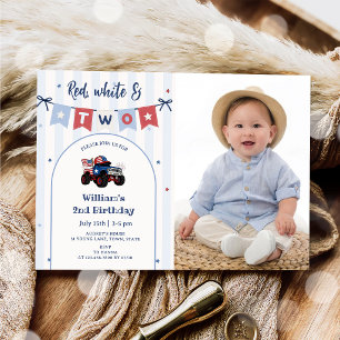 Invitation d'anniversaire 2 ans Rouge Blanc & Bleu
